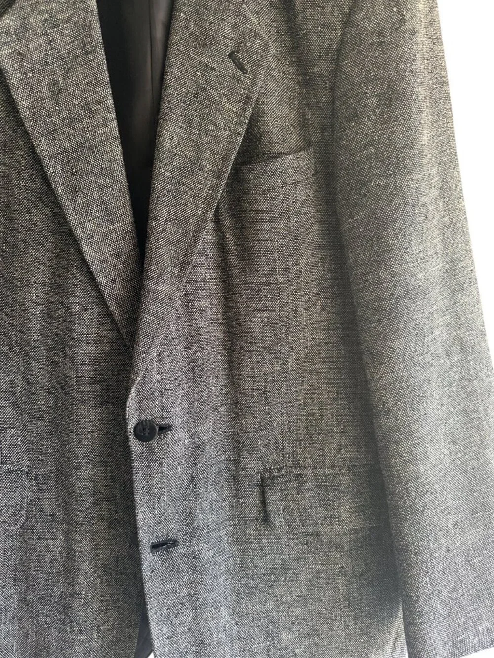 Gianelli Mens 42L Dress Sports Tweed Jacket 100% Pure Silk Grey